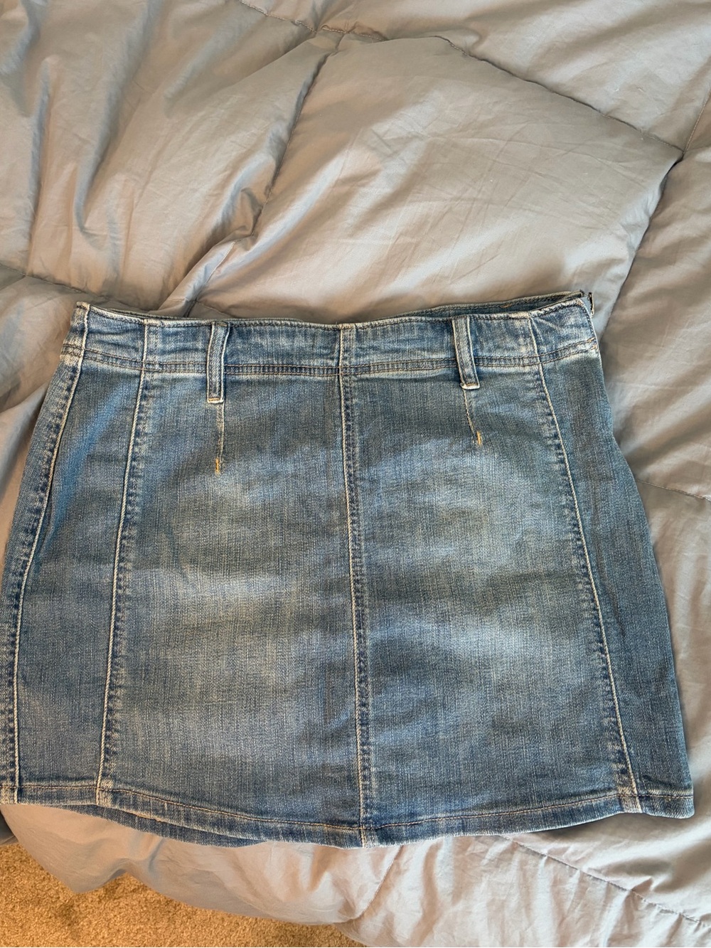 We The Free Light Blue Denim Mini Skirt